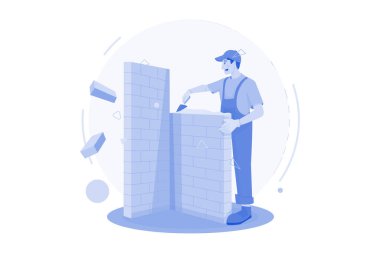 Construction Workers Building The Wall