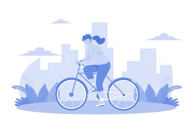 Girl Riding A Bicycle On The Street