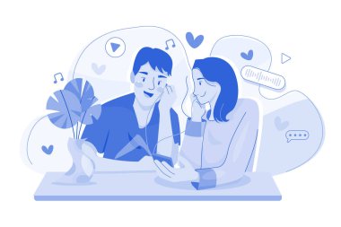 Couple Listening To A Romantic Podcast