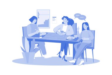 Öğrenciler okul kantininde öğle yemeği yiyor.