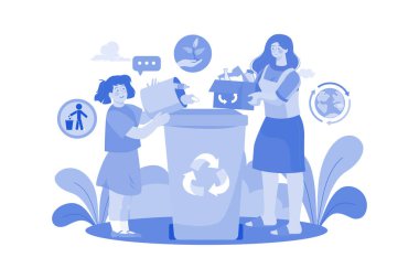 Mother And Daughter Collecting Waste