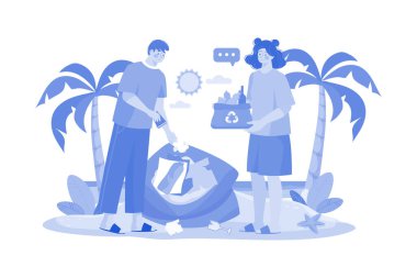 Couple Collecting Waste From The Beach