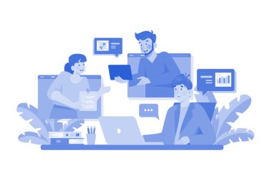 Beyaz arka planda Çevrimiçi İş Buluşma Resimleri konsepti