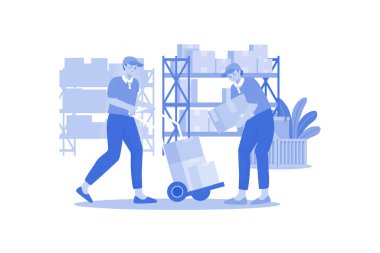 Warehouse Workers Arranging Boxes