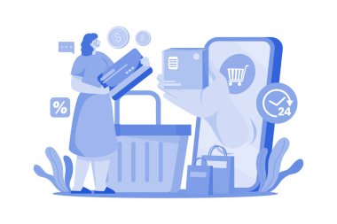 Çevrimiçi Alışveriş Platformu Resimlendirme kavramı beyaz arka planda