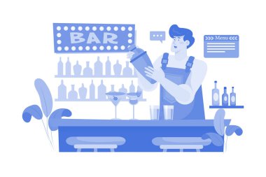 Barman In Uniform Making Cocktails