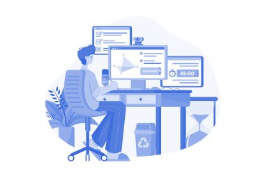 Çevrimiçi Sınav Resimleri konsepti beyaz arkaplanda