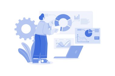 Beyaz arkaplanda veri analizi çizimi kavramı