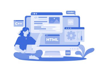Beyaz arkaplanda Web Geliştirici Çizimi kavramı