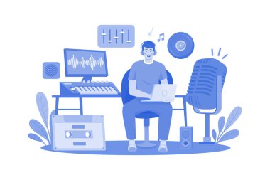 Beyaz arka planda müzik yapımcısı illüstrasyonu