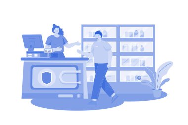 Man Buying Medicine At A Pharmacy Shop