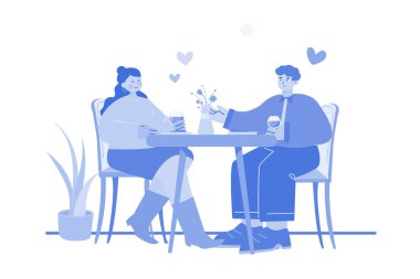 Birlikte yemek yiyen bir çift.