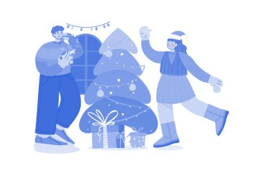 Beyaz arka planda Noel Günü İllüstrasyonu