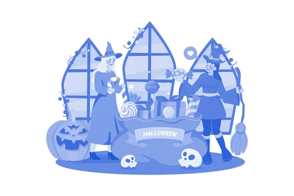 Glad Halloween Illustration Koncept Vit Bakgrund Vektorgrafik