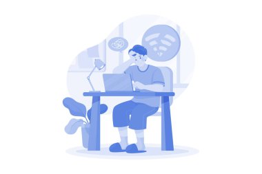 Beyaz arkaplan üzerinde zayıf İnternet Bağlantısı İllüstrasyon kavramı