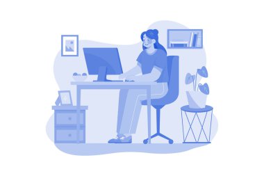 Evden çalışan kadın.