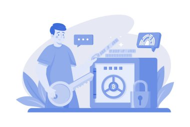 Beyaz arka planda Kripto Para İllüstrasyon kavramını güvence altına al