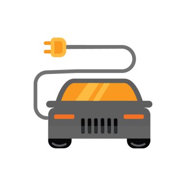 Düz Biçimli Elektrikli Otomobil Simgesi