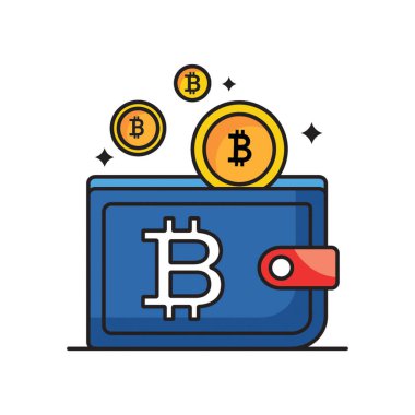 Bitcoin Cüzdan Simgesi Düz Biçimli