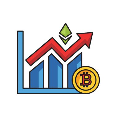 Bitcoin Büyüme Simgesi Düz Biçimli