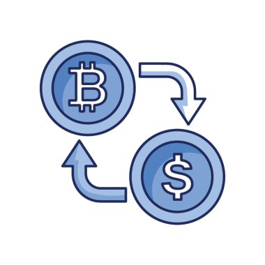 Tek renkli simge olarak Bitcoin Değişimi Simgesi