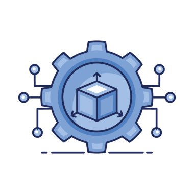 Tek renkli 3B Teknoloji Simgesi