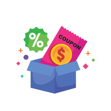 Düz stil indirimli kupon simgesi