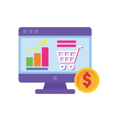 Alışveriş Veri Analizi Simgesi düz biçimli