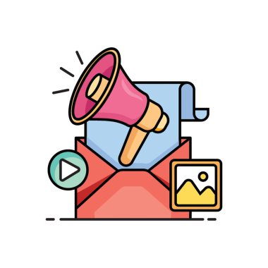 Düz stil ile E- posta Pazarlama Simgesi