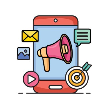 Düz biçimli dijital pazarlama simgesi