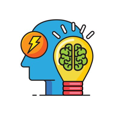 Düz tarzda beyin fırtınası simgesi