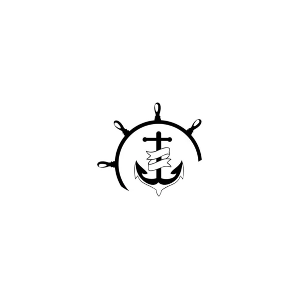 Θαλάσσια Ρετρό Εμβλήματα Λογότυπο Άγκυρα Και Τροχό Πλοίου Λογότυπο Άγκυρας — Διανυσματικό Αρχείο