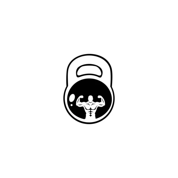 Логотип Фитнес Зала Метки Винтажном Стиле Символами Спортивного Силуэта — стоковый вектор