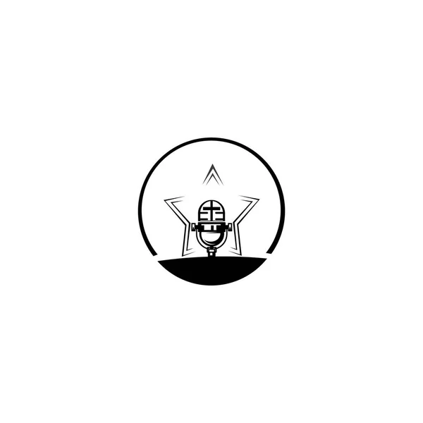 Podcast Logo Tasarımı Kayıt Stüdyosu Logo Şablonu — Stok Vektör