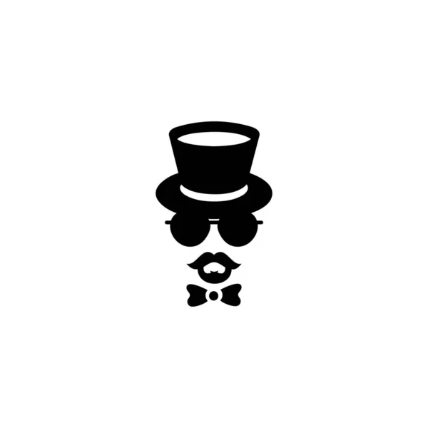 Логотип Мсьє Джентльмен Фігура Вусами Вінтажний Класичний Ретро Іконка Людини — стоковий вектор