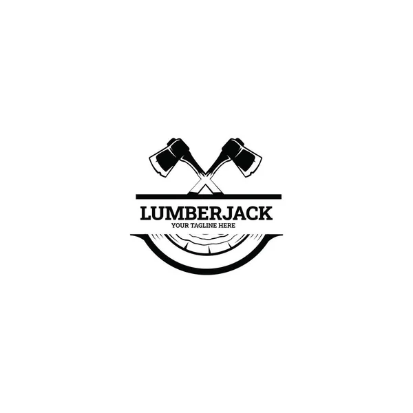 Woodworking Cross Axe Logo Design Creative Carpentry Lumberjack Emblem Vector 로열티 프리 스톡 일러스트레이션