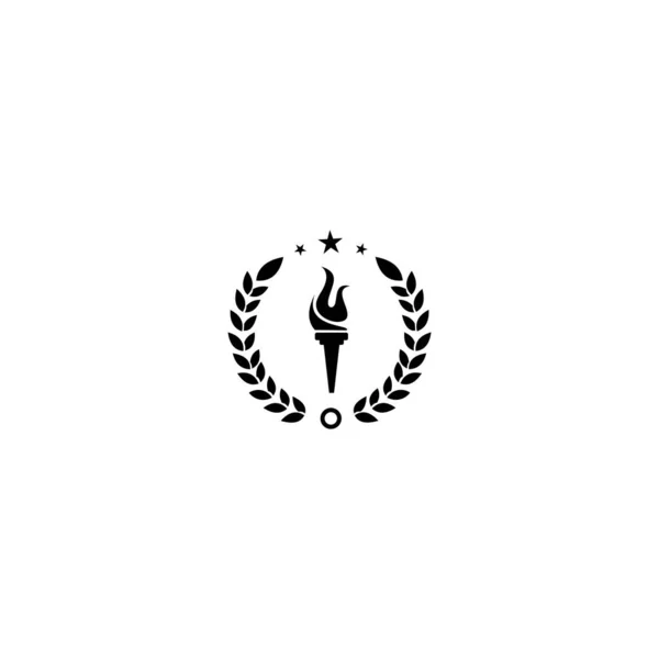 Fire Torch Logo Torch Logo Laurel Wreath — Διανυσματικό Αρχείο