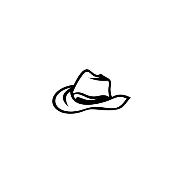 カウボーイハットのアイコン レトロな帽子 白い背景のエンブレムデザイン — ストックベクタ