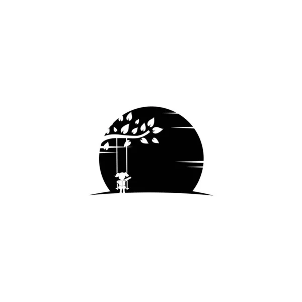 Kids Playground Logo Isolated White Black Background — Stockvektor