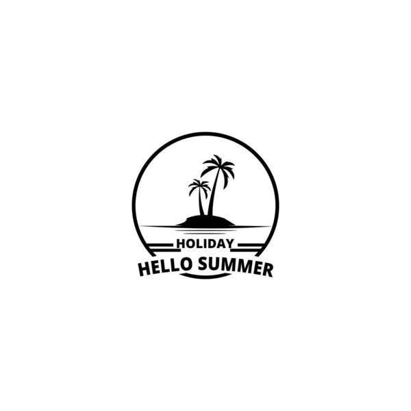 Hello Summer Logo Summer Beach Logo Vector Illustration — Wektor stockowy