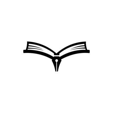 Kitap logosu tasarımı. Beyaz arka planda izole edilmiş. Eğitim logosu şablonu