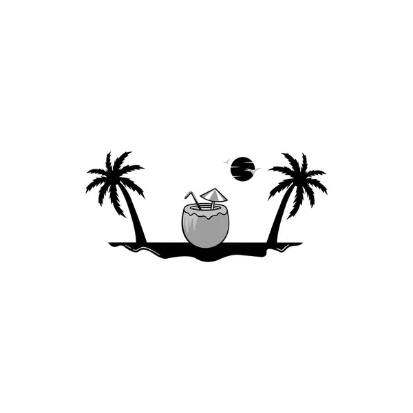 Kokosové Logo Přírodní Znak Kokosového Ořechu Šablona Loga Kokosu — Stockový vektor