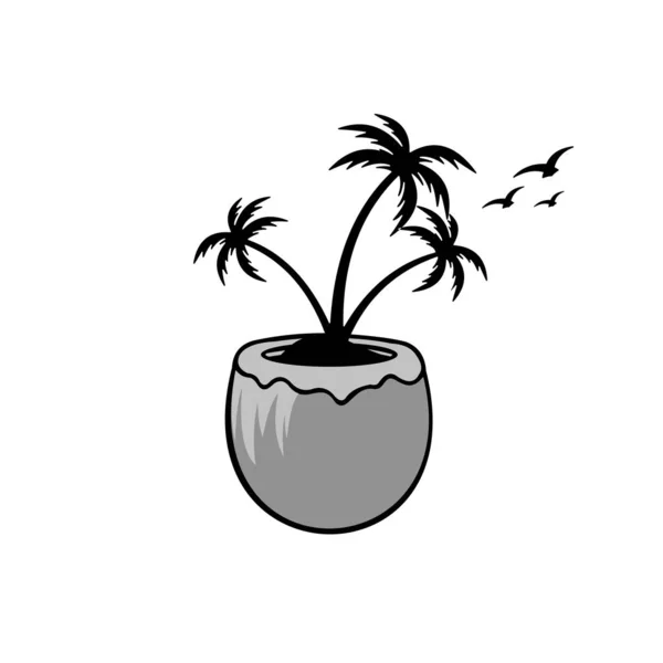 Кокосовый Логотип Кокосовым Деревом Векторная Иллюстрация — стоковый вектор