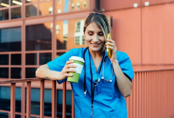 Cinematic Footage Representation Daily Life Nurse Going Work Hospital — Stock Photo, Image