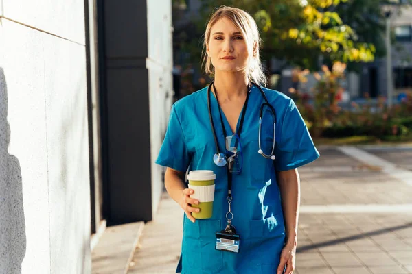 Representación Cinematográfica Vida Cotidiana Una Enfermera Que Trabajar Hospital — Foto de Stock