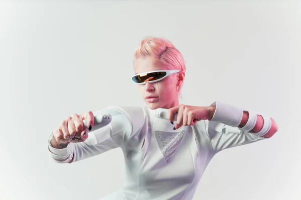 Representación Súper Humano Biónico Con Partes Tecnología Avanzada Como Visores — Foto de Stock