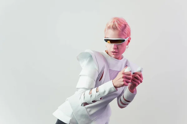Reprezentace Bionického Super Člověka Pokročilými Technologickými Součástmi Jako Jsou Vizitky — Stock fotografie
