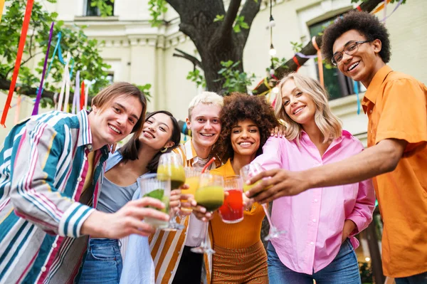 Multiracial Young People Together Meeting Having Party Restaurant Group Friends — Stock Photo, Image