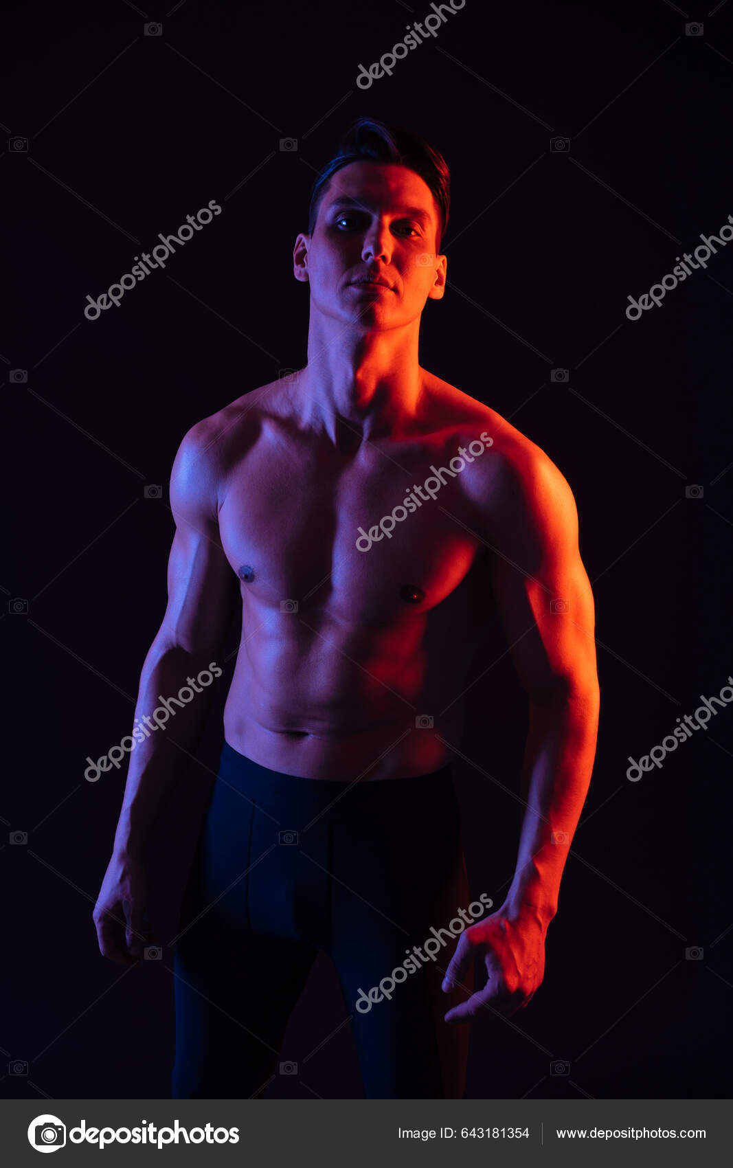 Athletic Man Fit Muscular Body Training Studio Active Man Doing Stock Photo  by ©oneinchpunch 643181354