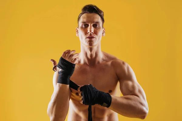 Athletic Man Fit Muscular Body Training Studio Active Man Doing — Stock Photo, Image